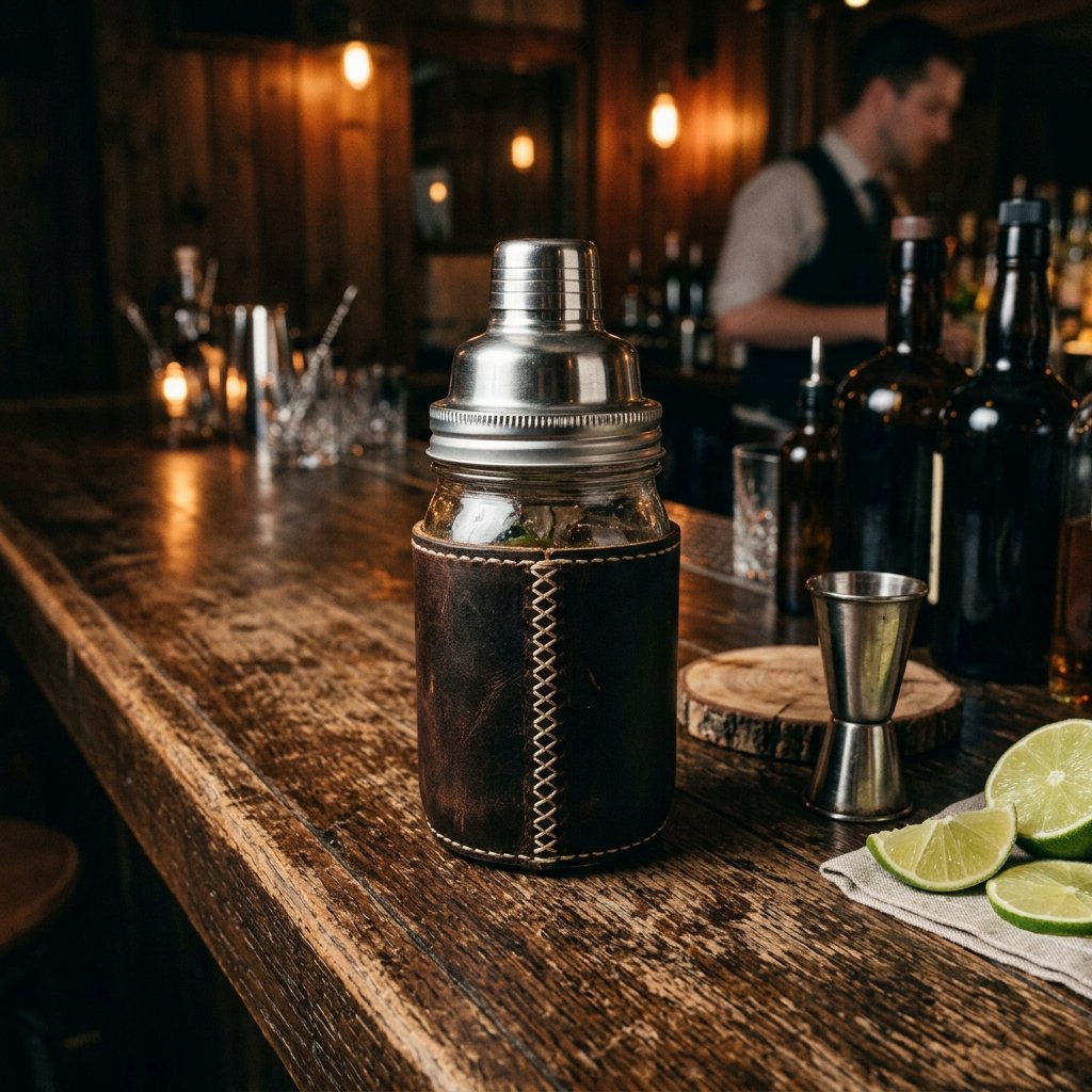 The Ultimate DIY Leather Wrapped Mason Jar Cocktail Shaker He Will Actually Keep Forever