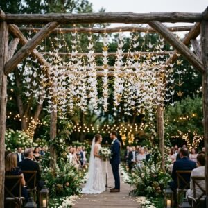 The Ultimate DIY Origami Paper Crane Curtain Backdrop for a Whimsical Wedding on a Budget