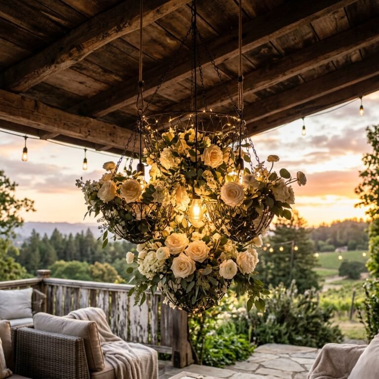 The Ultimate Dollar Tree Front Porch Hack: DIY Hanging Floral Chandelier for Under $15!