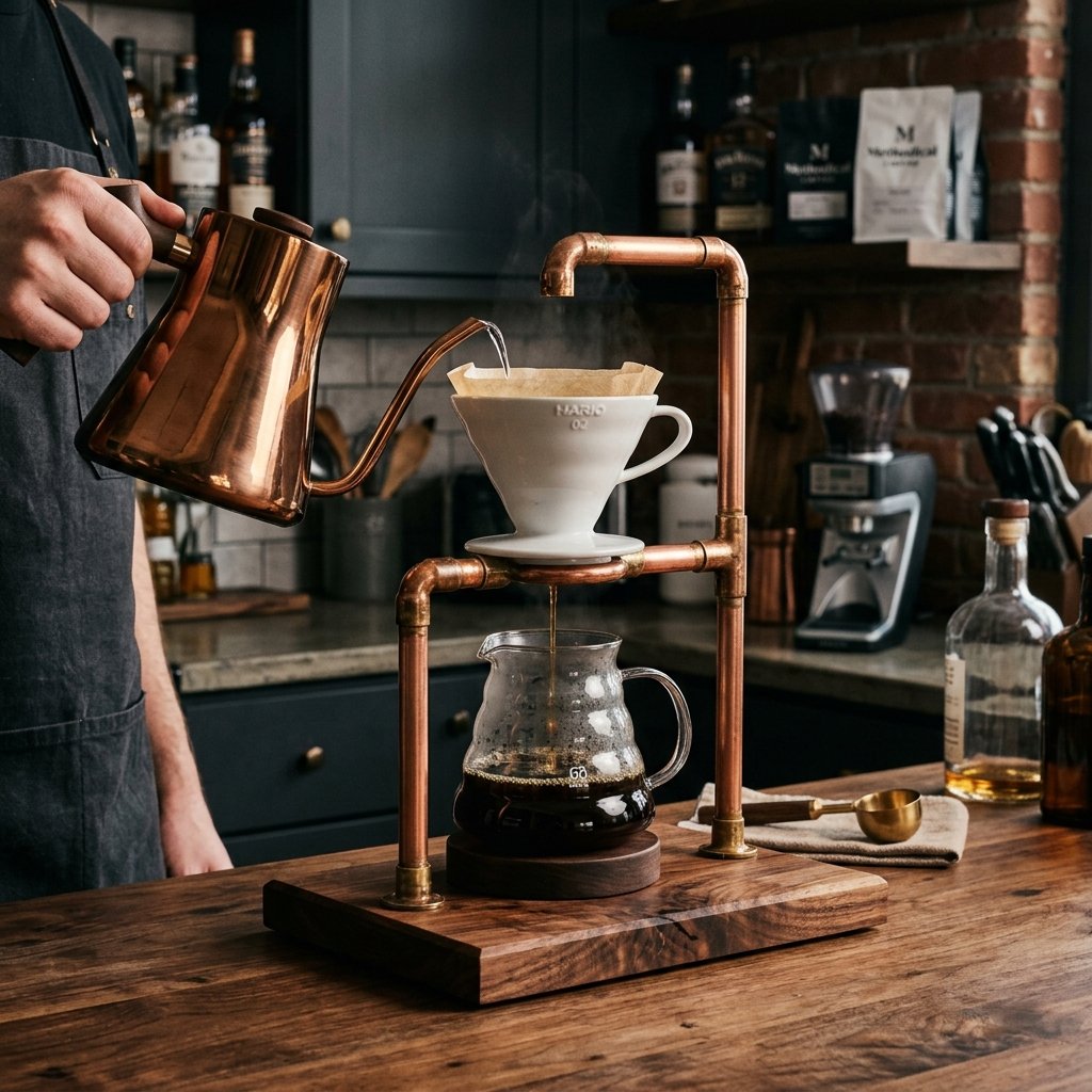 The Ultimate Father's Day Gift: DIY Copper Pipe Pour Over Coffee Station He'll Use Every Day!