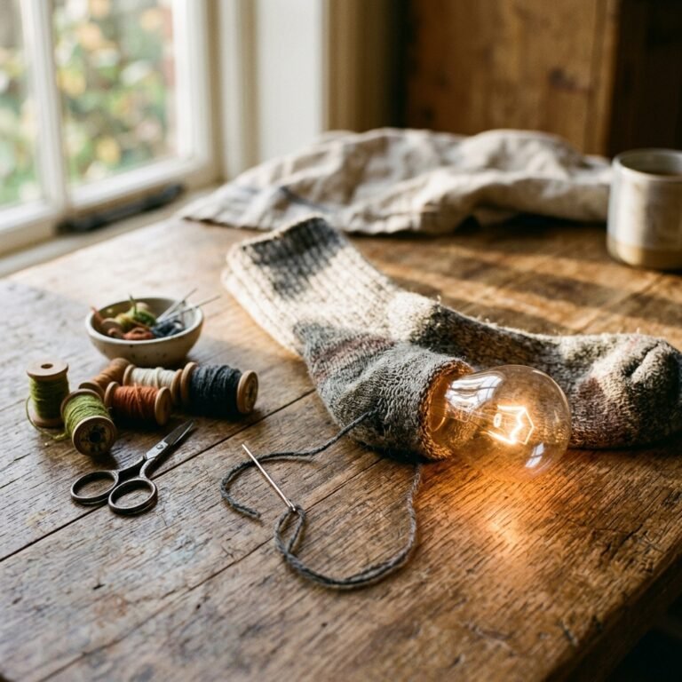 The Vintage Grandma Trick To Darn Socks Effortlessly Using A Lightbulb