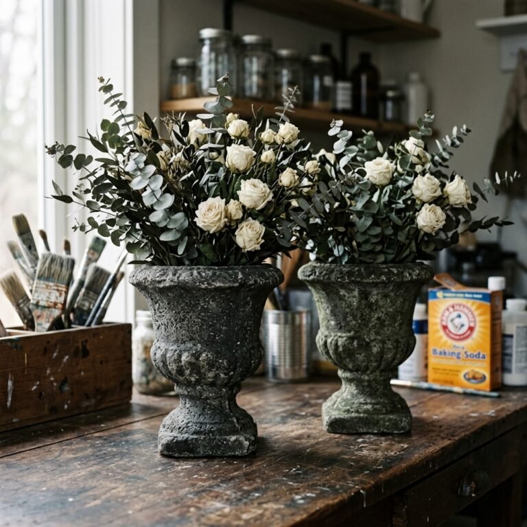 These High-End DIY Faux Antique Stone Urn Centerpieces Cost Under $10!