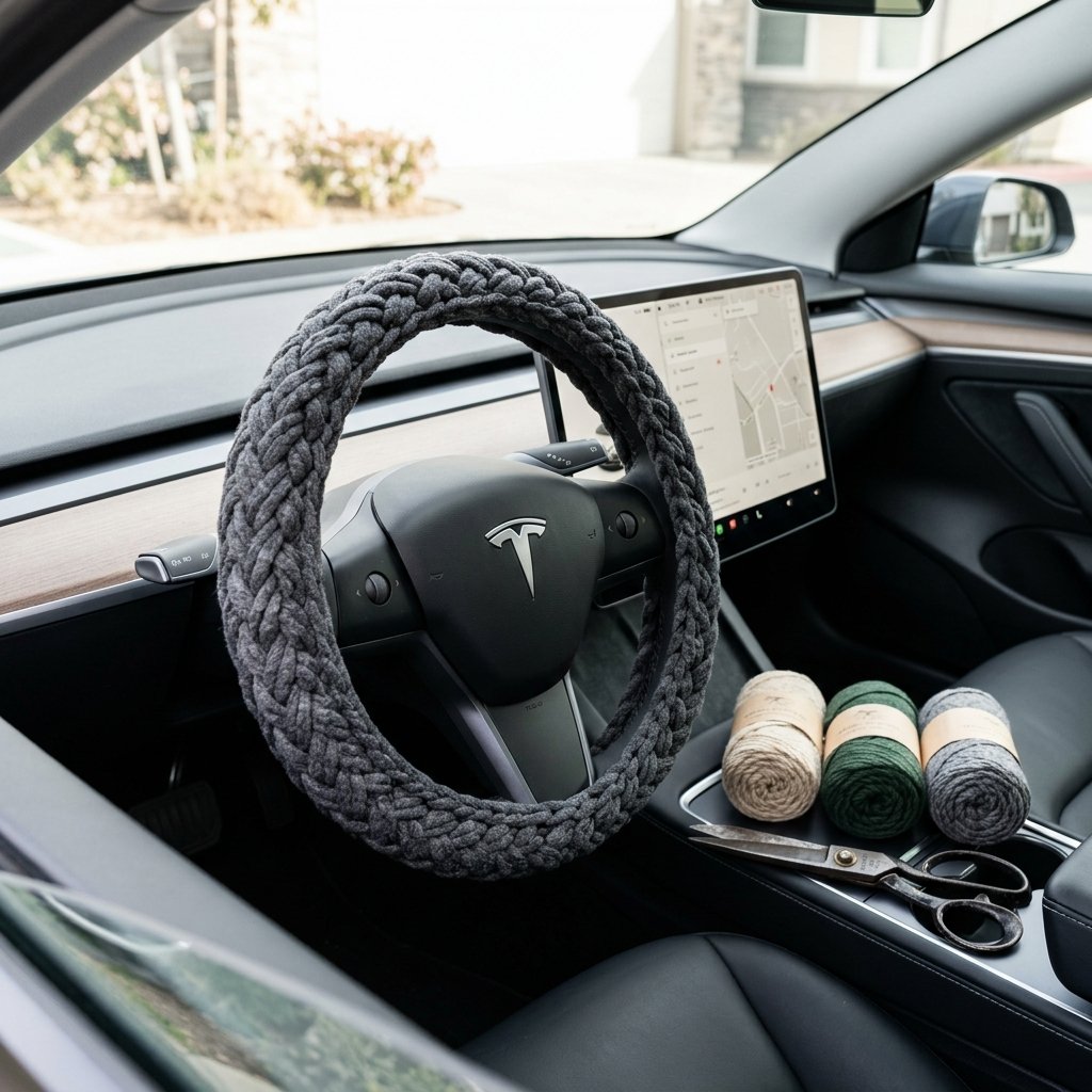 This 15-Minute DIY T-Shirt Yarn Steering Wheel Cover Will Make Your Car Look So Chic!
