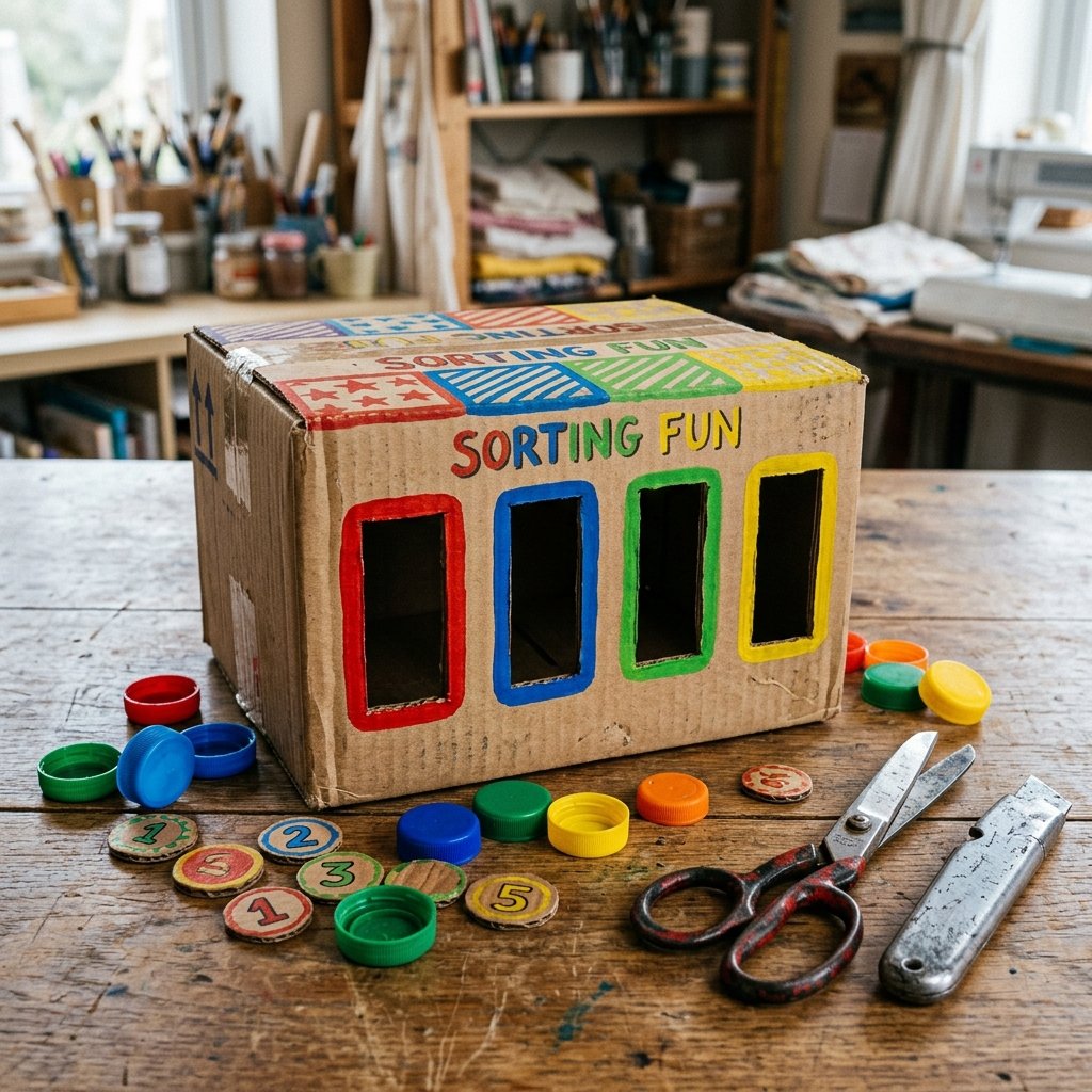 This DIY Cardboard Color Sorting Box Will Keep Your Toddler Busy for Hours!