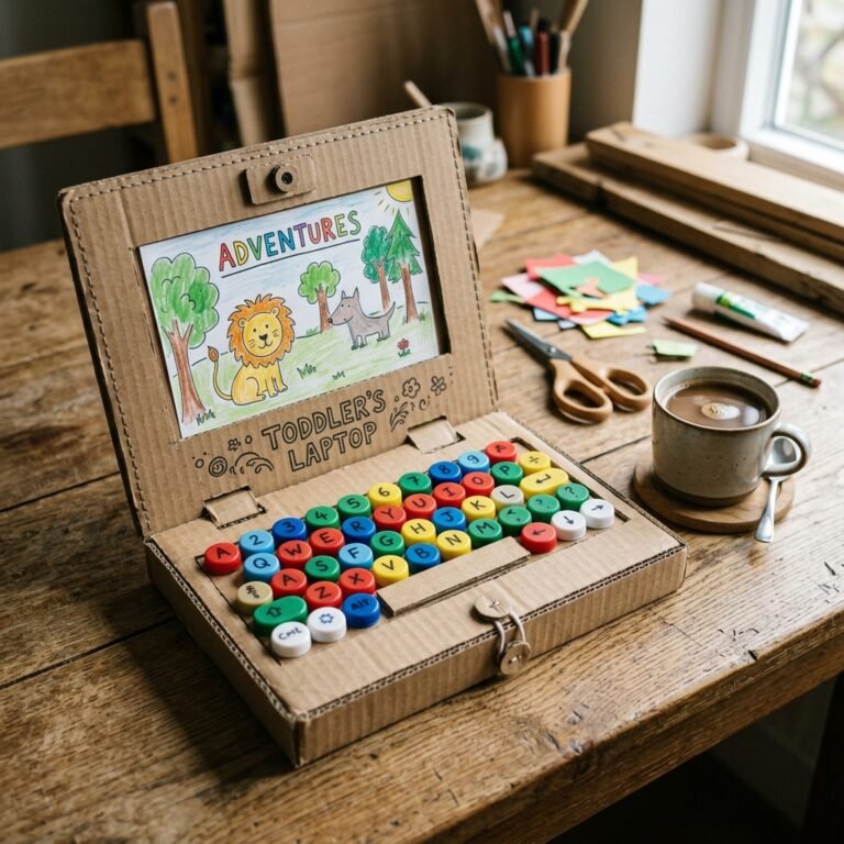 This DIY Cardboard Laptop is the Ultimate Screen-Free Pretend Play Toy for Toddlers