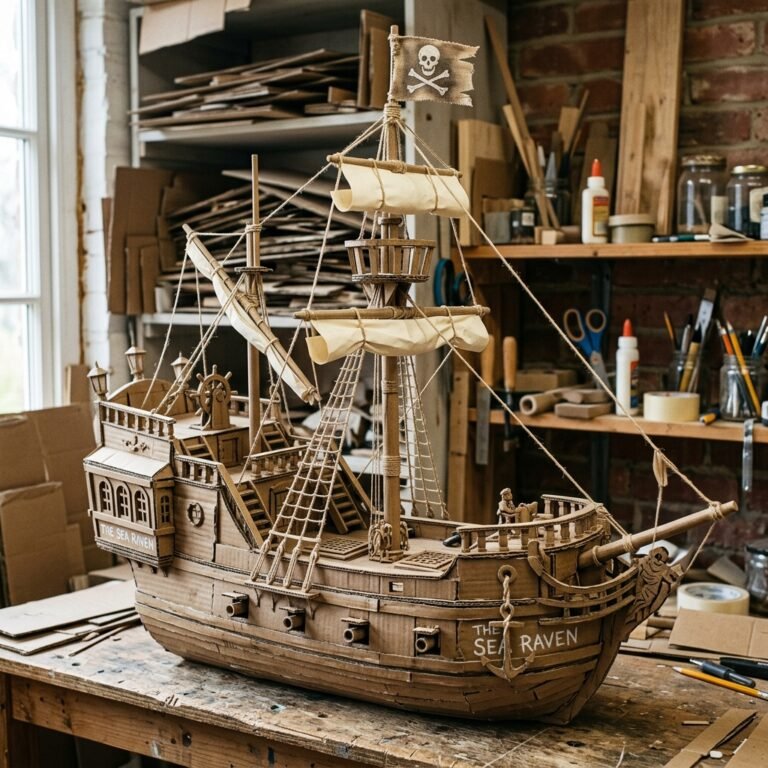 This DIY Cardboard Pirate Ship Toy Will Keep Your Kids Busy for Hours (With Zero Waste!)