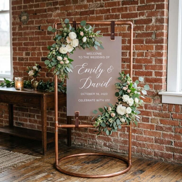 This DIY Copper Pipe Sign Stand Will Make Your Wedding Entrance Look Like a Million Dollars!