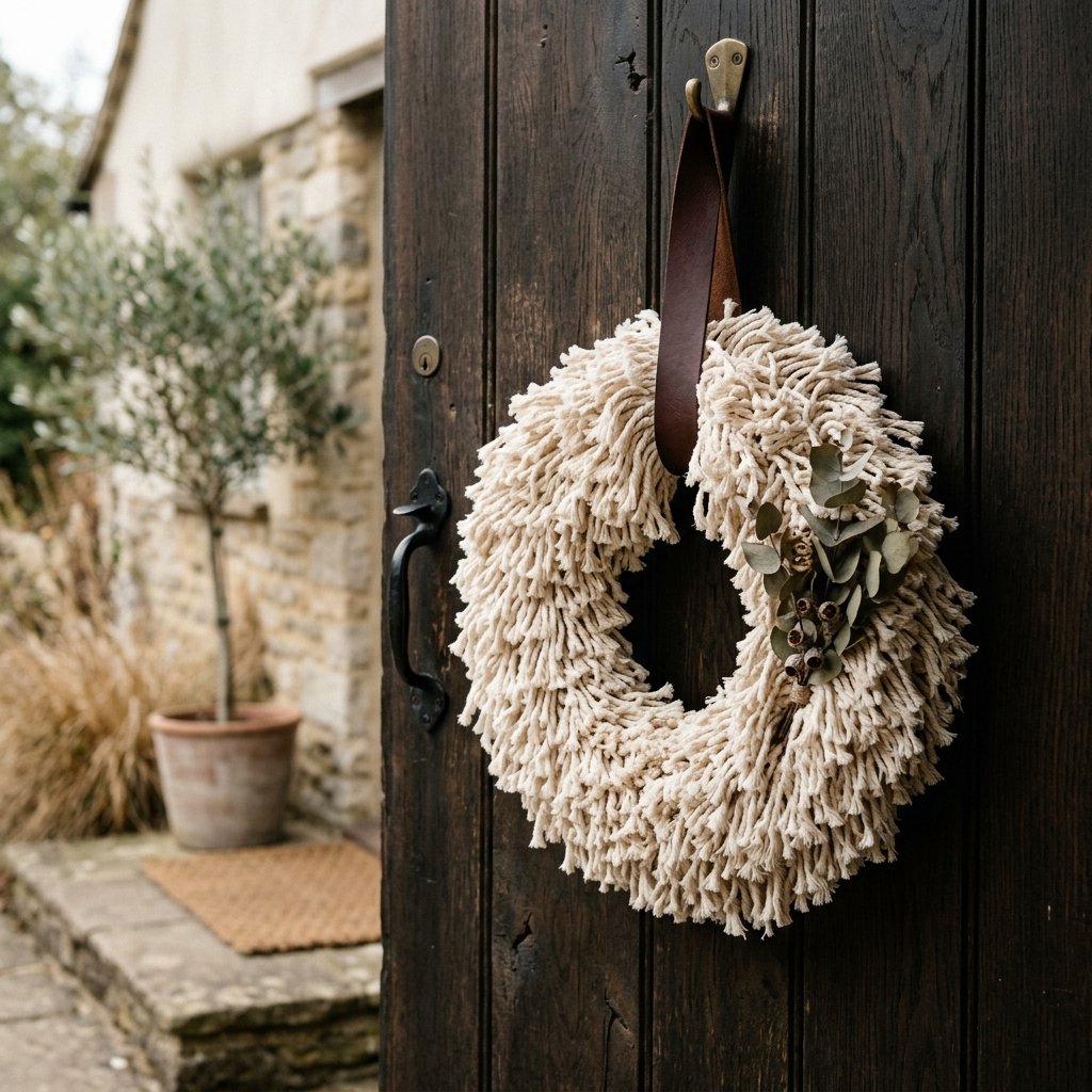 This DIY Dollar Tree Mop Head Wreath Is the Ultimate Budget Boho Front Door Decor!