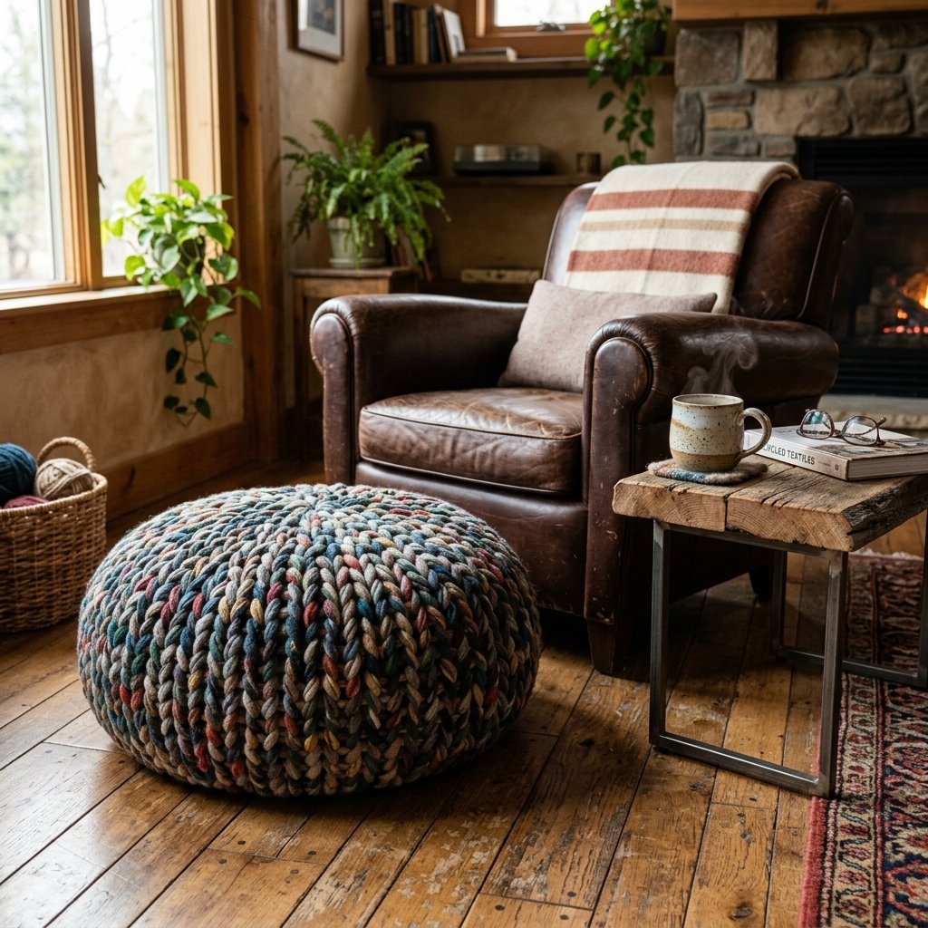 This DIY T-Shirt Yarn Round Floor Pillow is the Ultimate Living Room Game Changer!