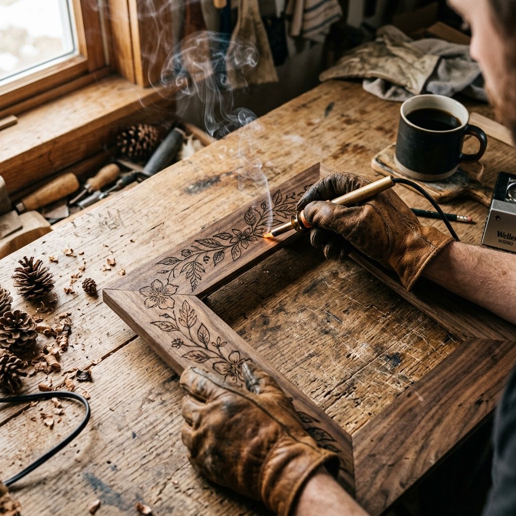 This DIY Wood Burned Picture Frame is the Most Heartfelt (and Cheap!) Anniversary Gift Ever!