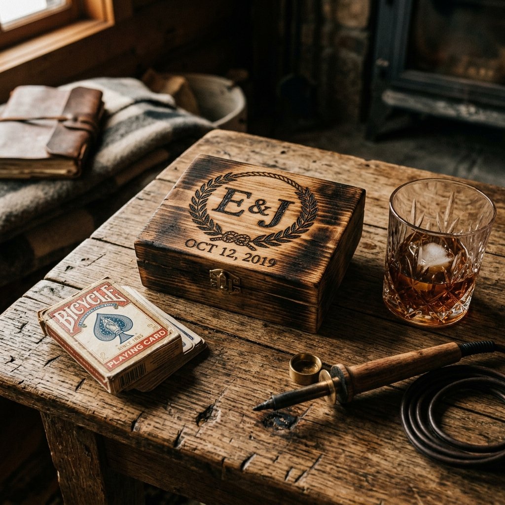 This DIY Wood Burned Playing Card Box is the Ultimate Cool Groomsmen Gift That Costs Pennies!