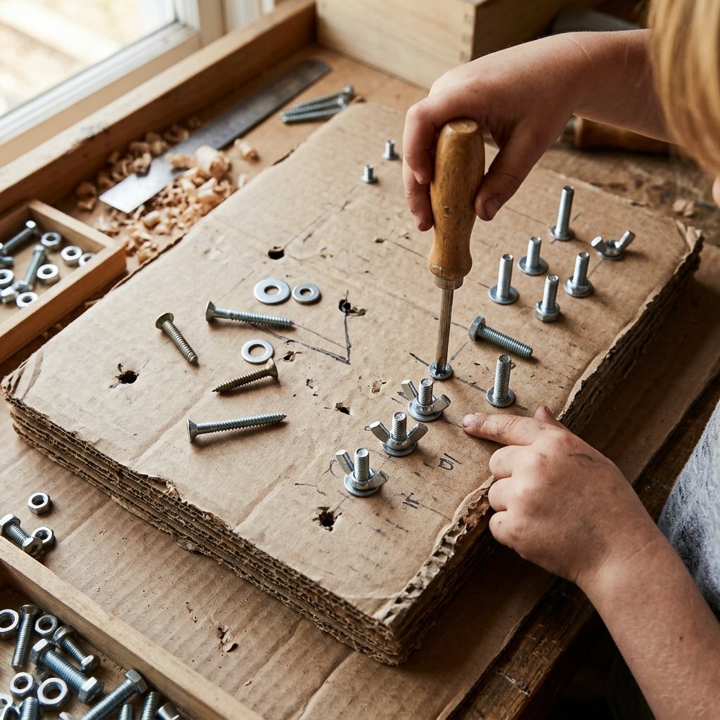 This Genius DIY Cardboard Montessori Screwdriver Board Will Keep Your Toddler Busy for Hours!