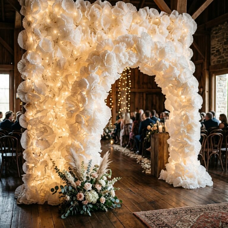 This Genius DIY Coffee Filter Wedding Backdrop Looks Like a Romantic Cloud Wall!