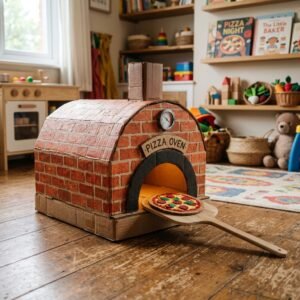 Toddlers Will Play for Hours! How to Build a DIY Cardboard Pizza Oven Toy