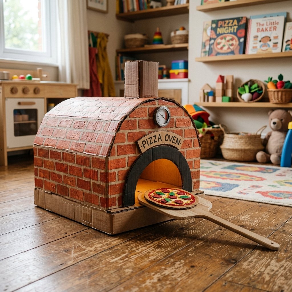 Toddlers Will Play for Hours! How to Build a DIY Cardboard Pizza Oven Toy