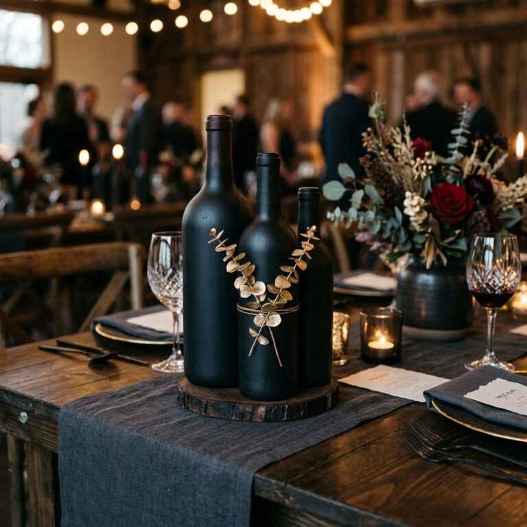Transform Trash Wine Bottles Into Matte Black Luxury Wedding Centerpieces