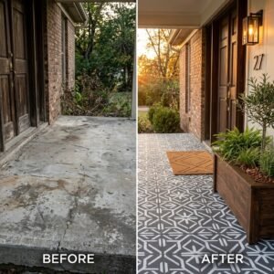 Transform Your Ugly Concrete Porch in One Weekend for Under $50!