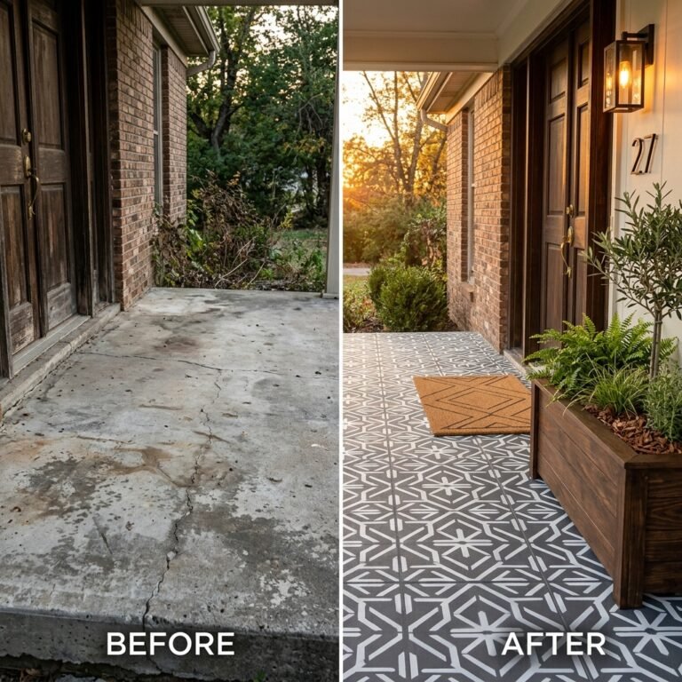 Transform Your Ugly Concrete Porch in One Weekend for Under $50!
