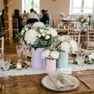 Trash to Treasure: 10 Gorgeous Pastel Painted Tin Can Wedding Centerpieces Your Guests Will Love