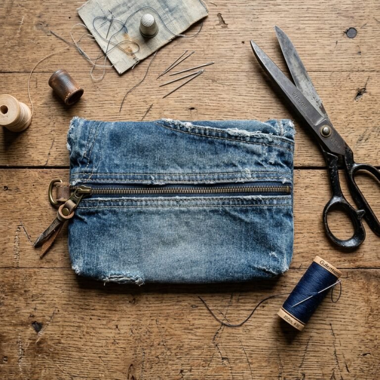 Turn Your Old Shredded Jeans Into This Ultra-Chic DIY Denim Makeup Bag!