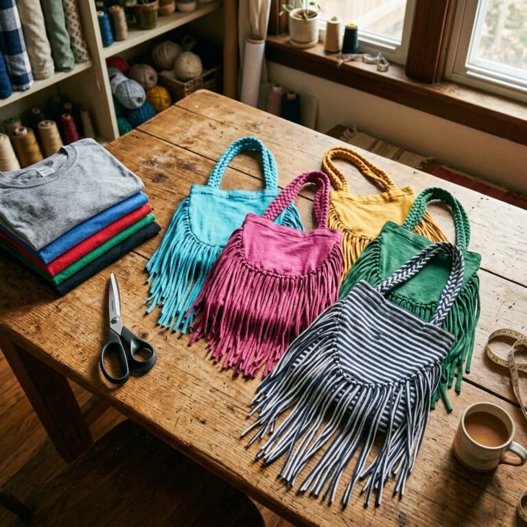 Turn Your Old Tees Into Trendy Fringe Tote Bags in Under 10 Minutes!