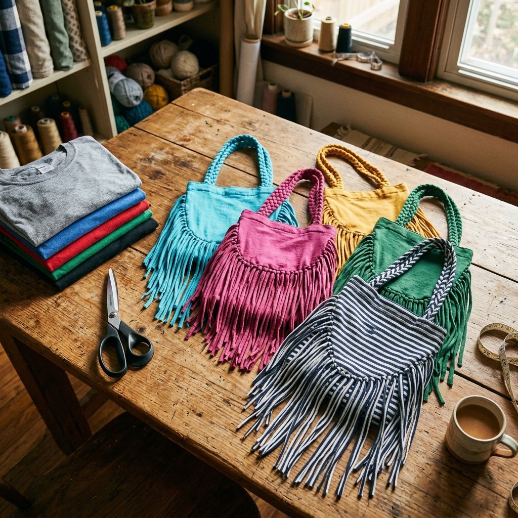 Turn Your Old Tees Into Trendy Fringe Tote Bags in Under 10 Minutes!