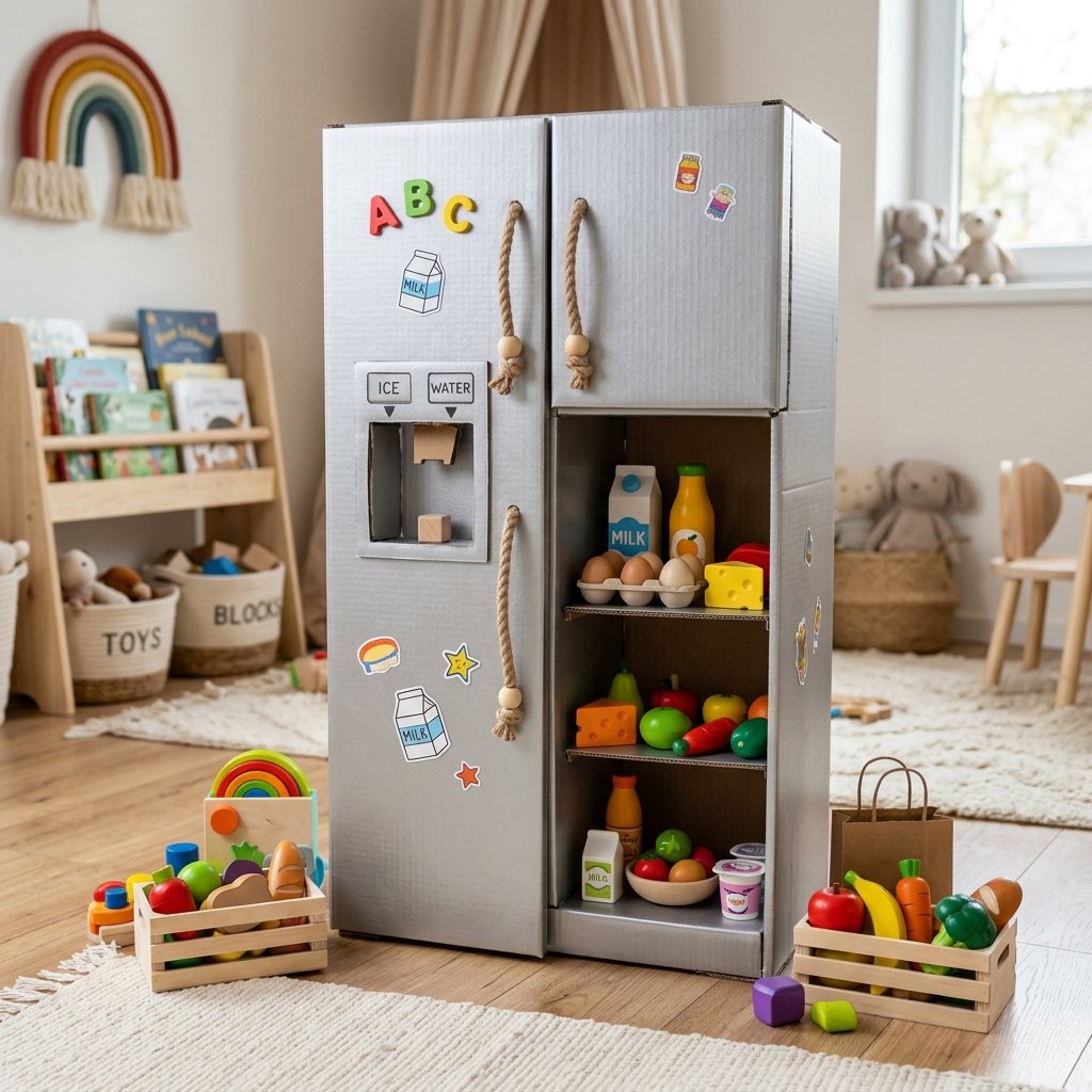 Upcycled Playtime: How to Make a DIY Cardboard Toy Refrigerator That Kids Will Love