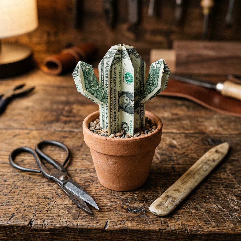 Who Wants a Real Plant? How to Fold a Fun Money Origami Potted Cactus in 10 Minutes