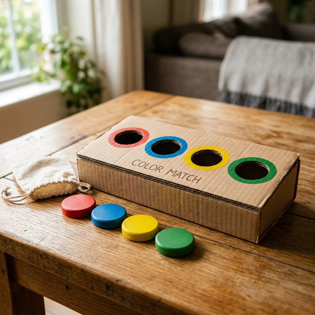 Why Parents Love This DIY Cardboard Color Matching Toy That Costs Absolutely Zero Dollars!