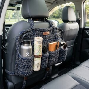 Your Car Is a Mess! This DIY T-Shirt Yarn Backseat Organizer Will Save Your Sanity