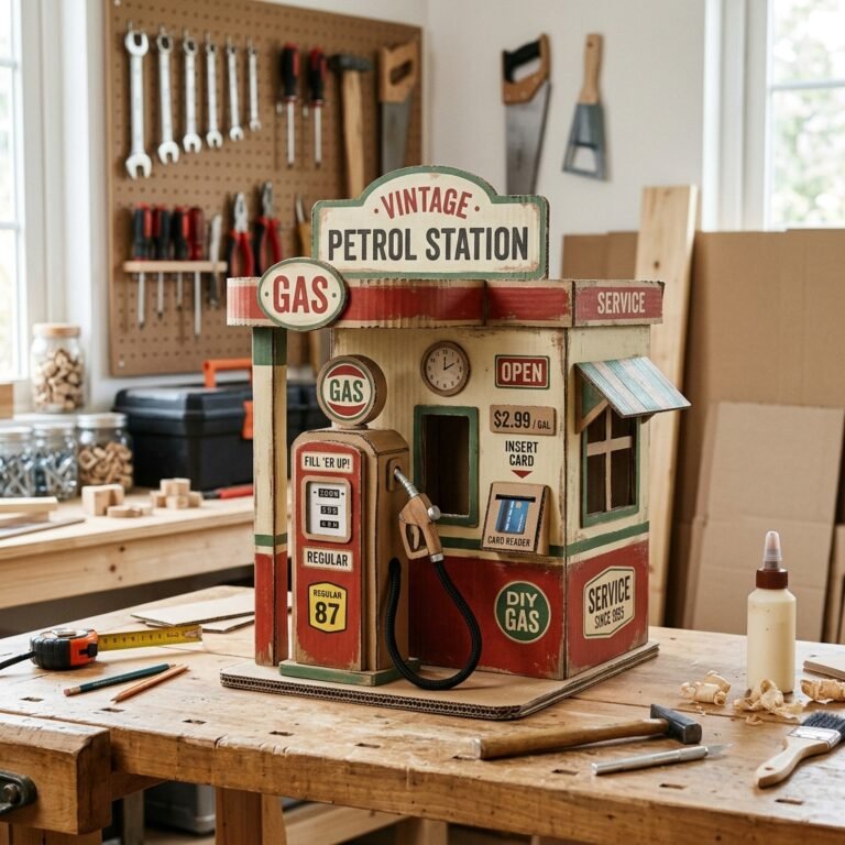 Your Kids Will Play with This for Hours! How to Build a DIY Cardboard Gas Station Toy